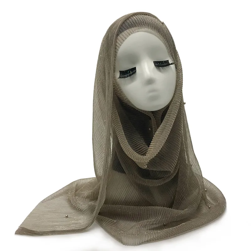 Женский шарф, простые, мерцающие, макси шарфы, однотонная шаль, дизайн, мягкий мусульманский хиджаб, роскошный бренд, 10 шт./партия, высокое качество, жемчуг