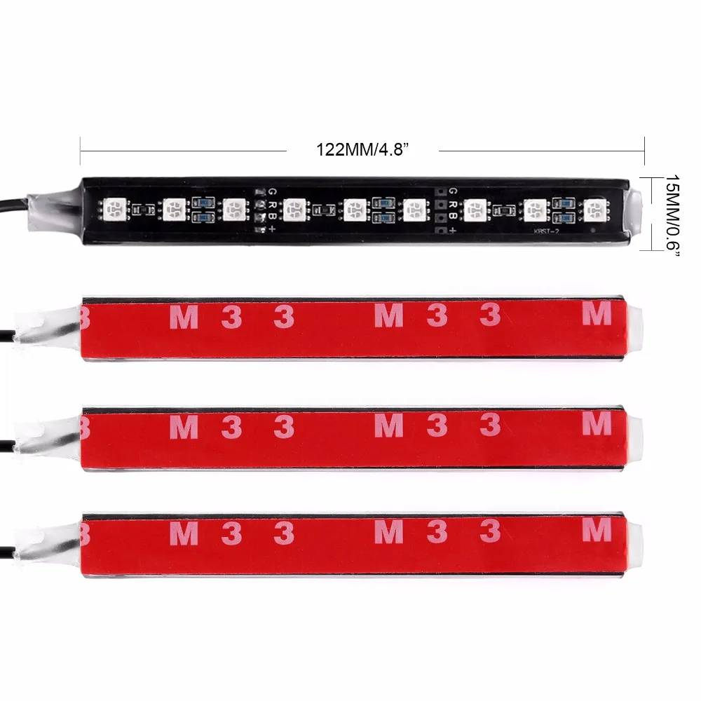 4 шт. 12В автомобильные RGB светодиодные DRL полосы света 5050SMD Авто пульт