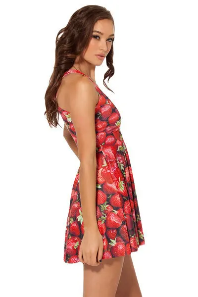 Женское двустороннее платье с рисунком клубники повседневное летнее цифровым