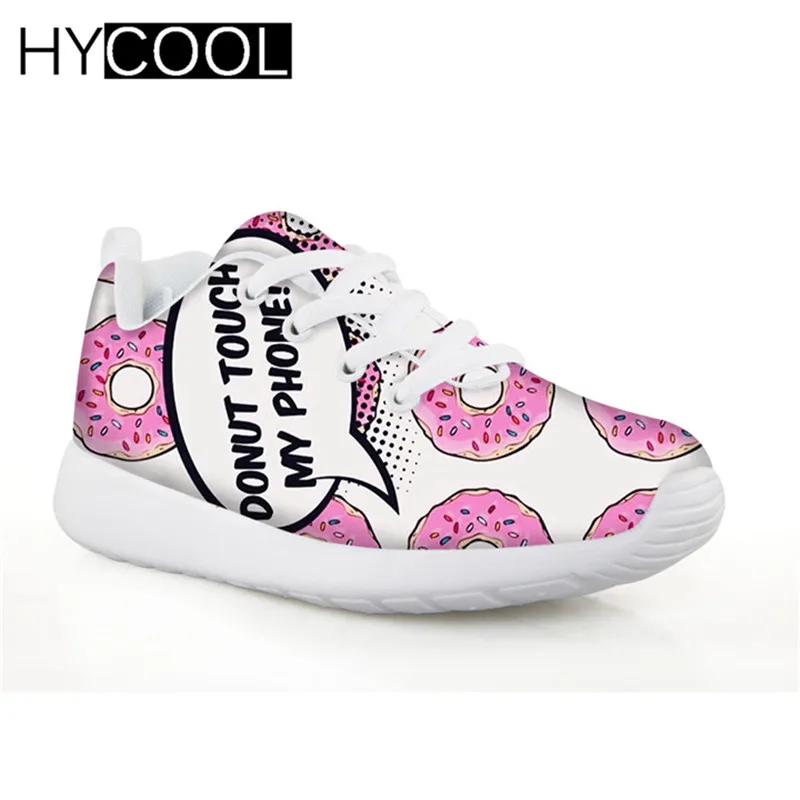 SS0371BN HYCOOL детские кроссовки для девочек с рисунком пончиков, печенья, кроссовки для бега, удобная футбольная обувь на шнуровке, Детская уличная обувь для футбола - Цвет: SS0371BN