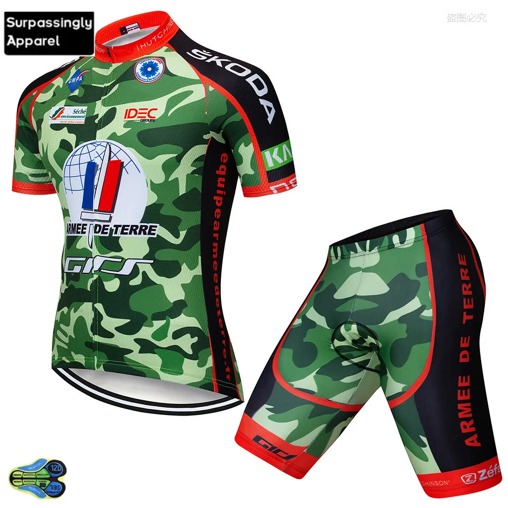 2019 Мужская камуфляжная одежда с коротким рукавом для велоспорта велосипедная
