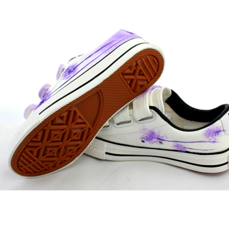 

New Grinding Tie Shoes Womens Males Canvas Leisure Boys Girl Hand Painted Flat Shoes Rabbit Starry Cat Fish Breathable Footwear