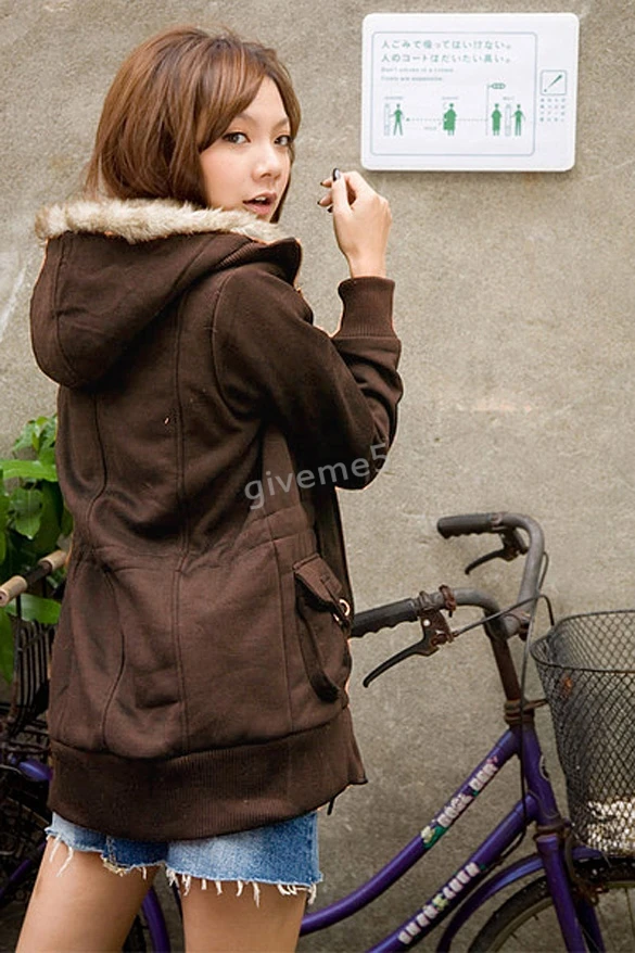 2015 Winter New Korean women loose hooded cashmere cardigan women's long-sleeved sweater zipper jacket |