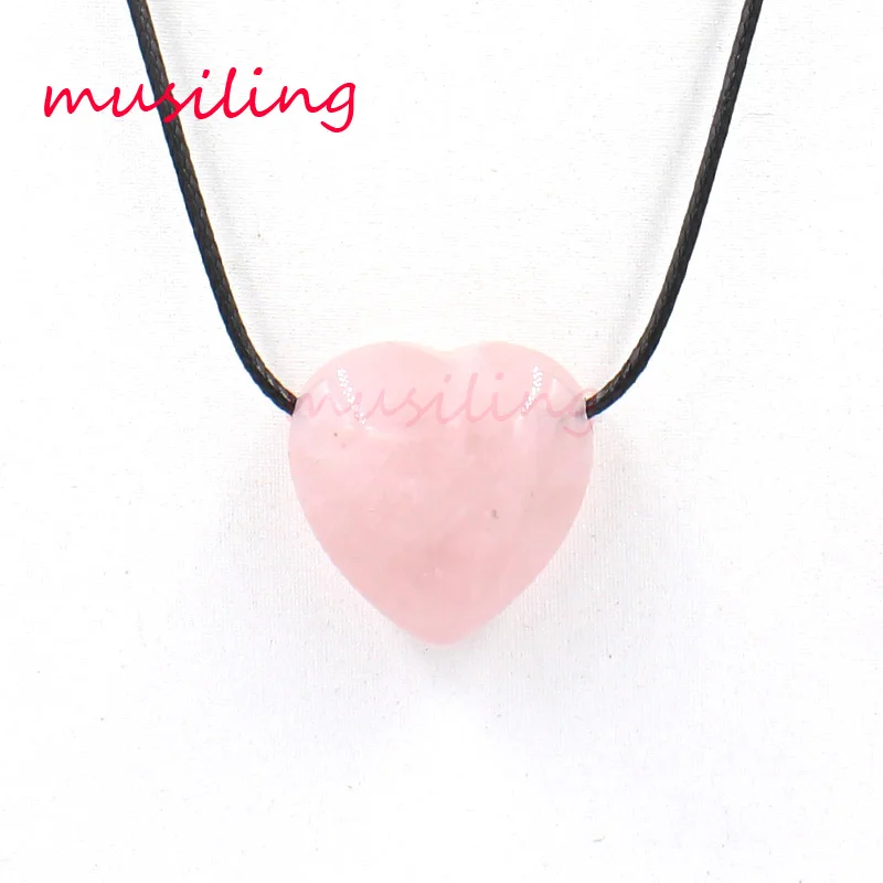 

Heart Pendant Necklace Natural Stone Rose Crystal Reiki Pendulum Accessories Charms Jewelry For Women 10pcs musiling Jewelry