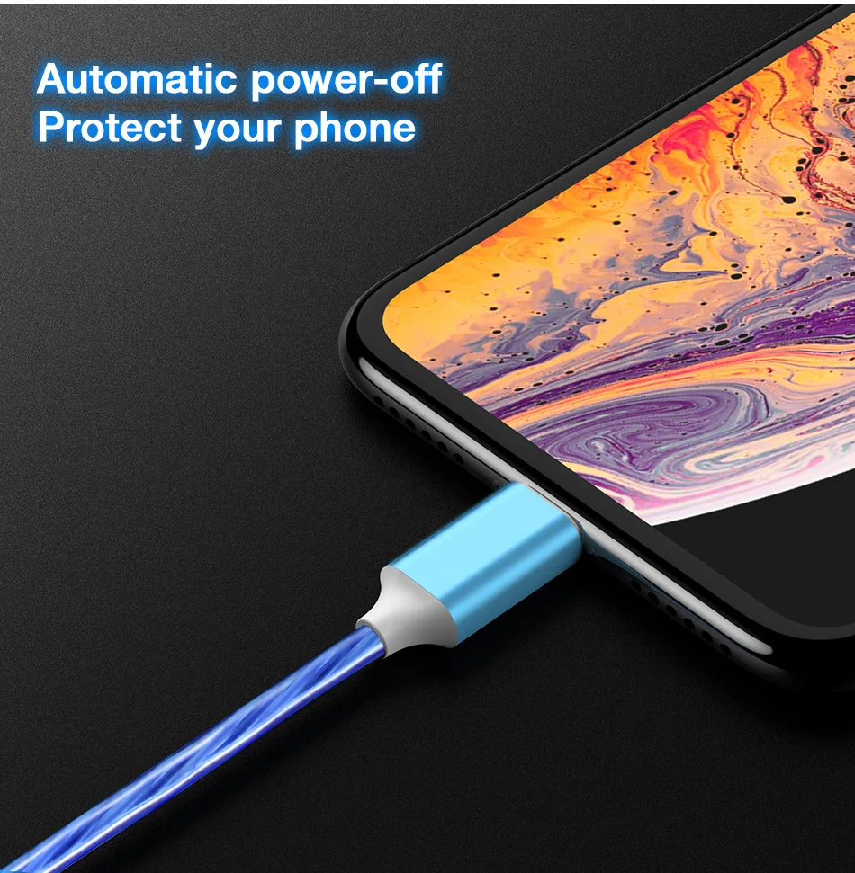 Яркий светящийся цветной светодиодный кабель для передачи данных USB кабель для зарядки Micro/type C/8 Pin для iPhone освещение Android шнур для зарядки мобильных телефонов