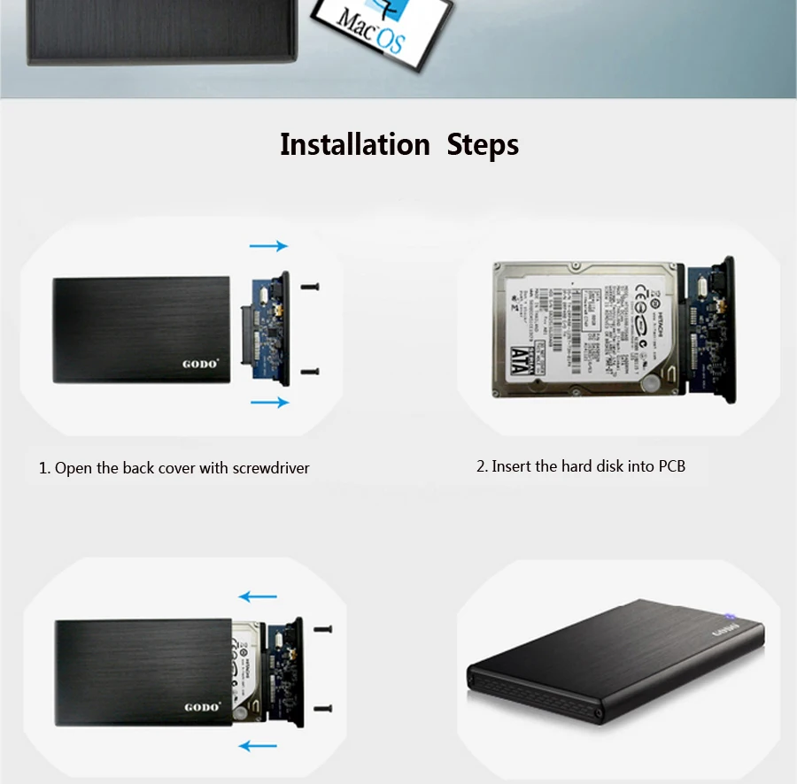 SATA II к USB3.0 2," внешний жесткий диск SSD/HDD корпус/чехол с поддержкой 2 ТБ жесткий диск для ноутбука Macbook PC компьютер