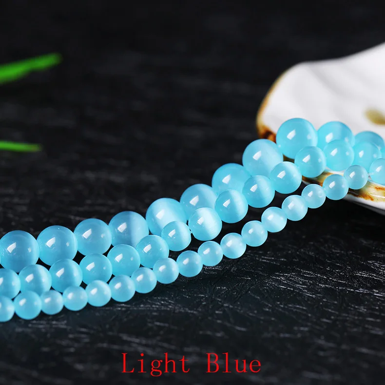 Light Blue ААА+ качество солнцезащитные очки "кошачий глаз" бусины 4/6/8/10/12 мм натуральный Стекло строка свободные бусины-разделители опал DIY шарма бусины для изготовления ювелирных изделий браслет - Цвет: Light Blue