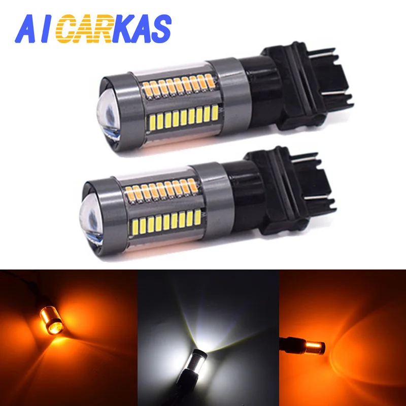 AICARKAS 12V 24V Car LED T25 3157 White Yellow Auto Turn Signal Bulb Brake Tail Lights High Power 2 Pieces | Автомобили и