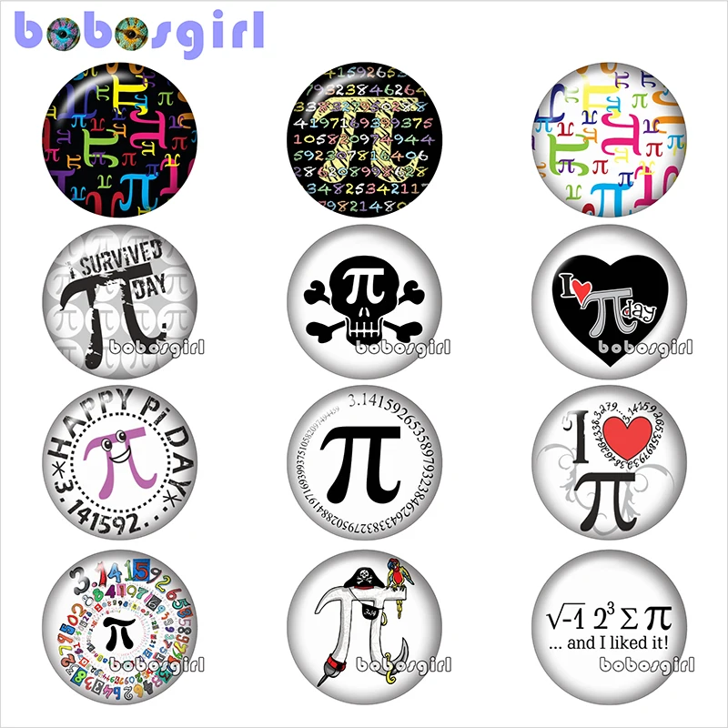 Pi День учителя математики стекло кнопки ювелирных украшений Hand Made Круглый Фото