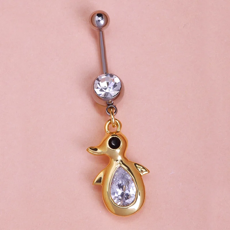 Funmor кавайные стразы в форме пингвина Висячие Колечки виде пупка из нержавеющей