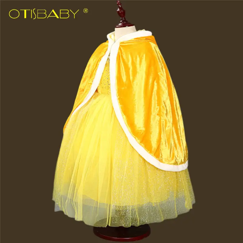 Yellow Cloak Красавица и Чудовище; платье принцессы Белль для малышей; костюм Белль на Хэллоуин для девочек; пышные Детские вечерние платья для дня рождения - Цвет: Yellow Cloak