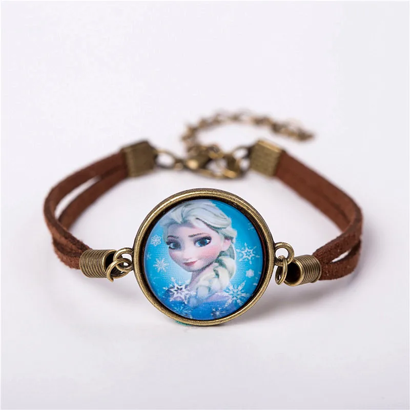 2017 Модный женский стеклянный браслет с шармом милый кожаный героями