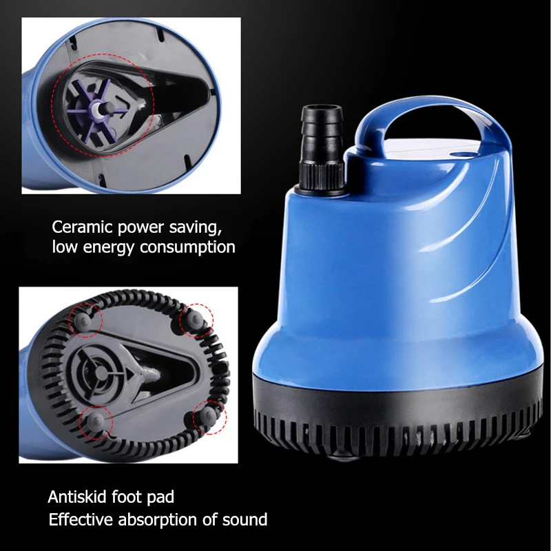 Погружной водяной насос с высоким подъемником бесшумный фильтр 15/20/40/55/80 Вт для