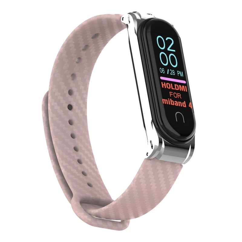 YUEDAER высокое качество Mi Band 4 ремешок из мягкого кремния и углеродного волокна для Xiaomi Mi Band 4 ремешок металлический корпус браслет Miband4 черный синий
