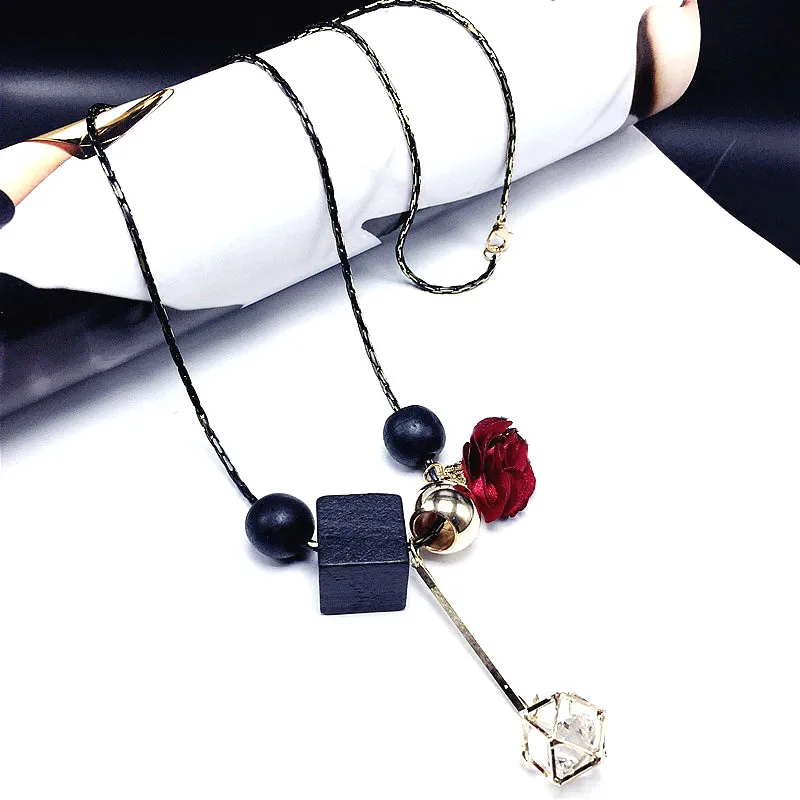 Новое модное розовое длинное ожерелье со стразами для женщин Bijoux простое универсальное ожерелье s& кулоны ювелирные изделия оптом
