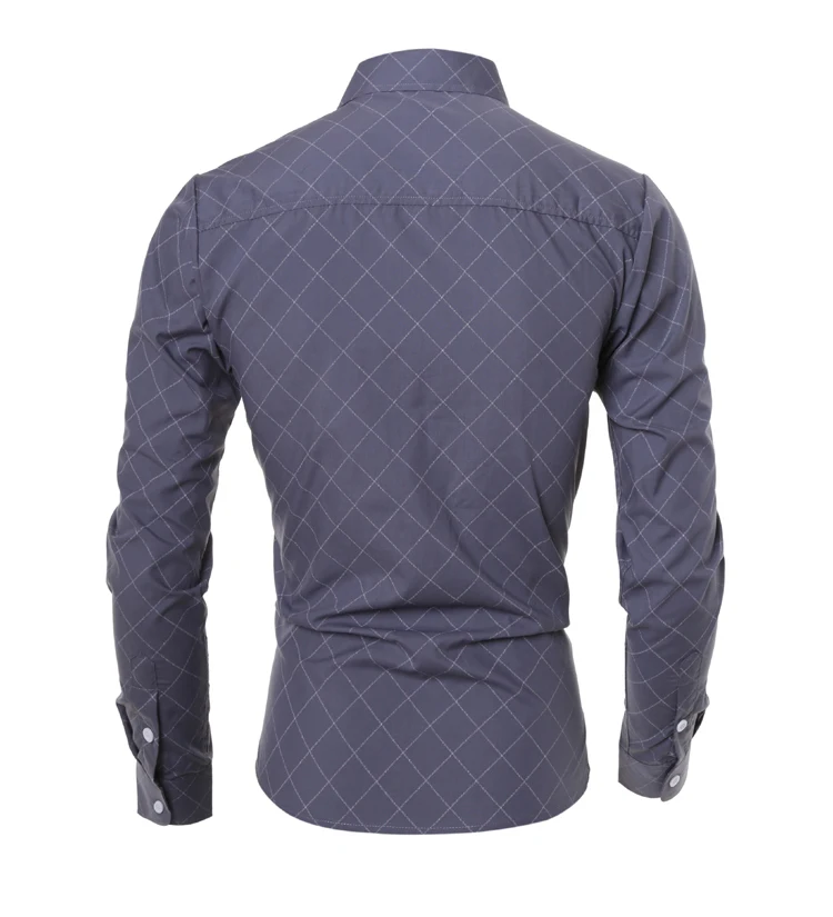 

2019 Autumn New Men's Plaid Shirt Male Slim Fit Long Sleeve Shirts Tops Men Gray Black Casual Business Shirt M-2XL