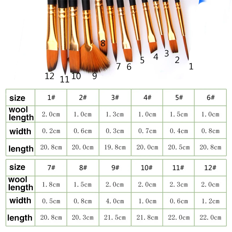 13 шт. палитра нейлоновых волос набор деревянных кистей для рисования