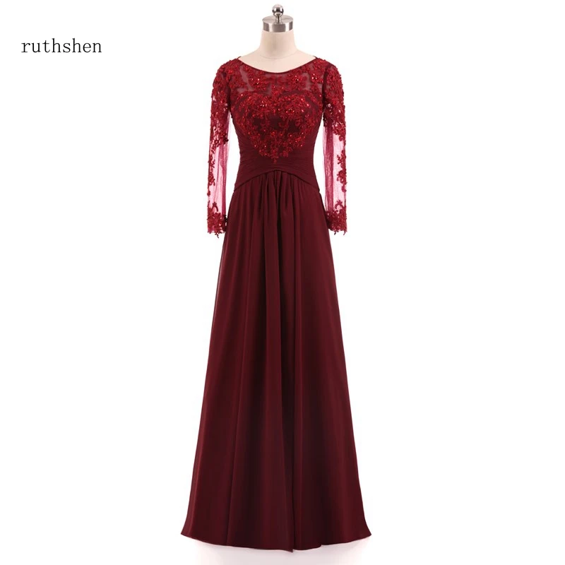 Платье с длинным рукавом ruthshen кружевное шифоновое вечернее без рукавов|mother of bride