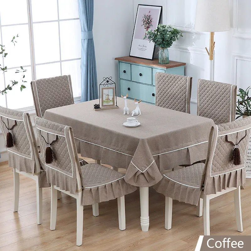 All-Match Solid Color Tablecloth Modern Tassel Imitation Linen Table Cloth Dining Cover Cushion Set Classical High Quality | Дом и сад