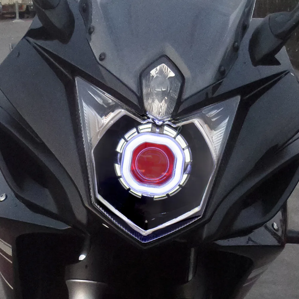 Передние фары KT для мотоцикла Yamaha FZ6R 09 16 Двойной &quotГлаз ангела&quot Глаз демона HID
