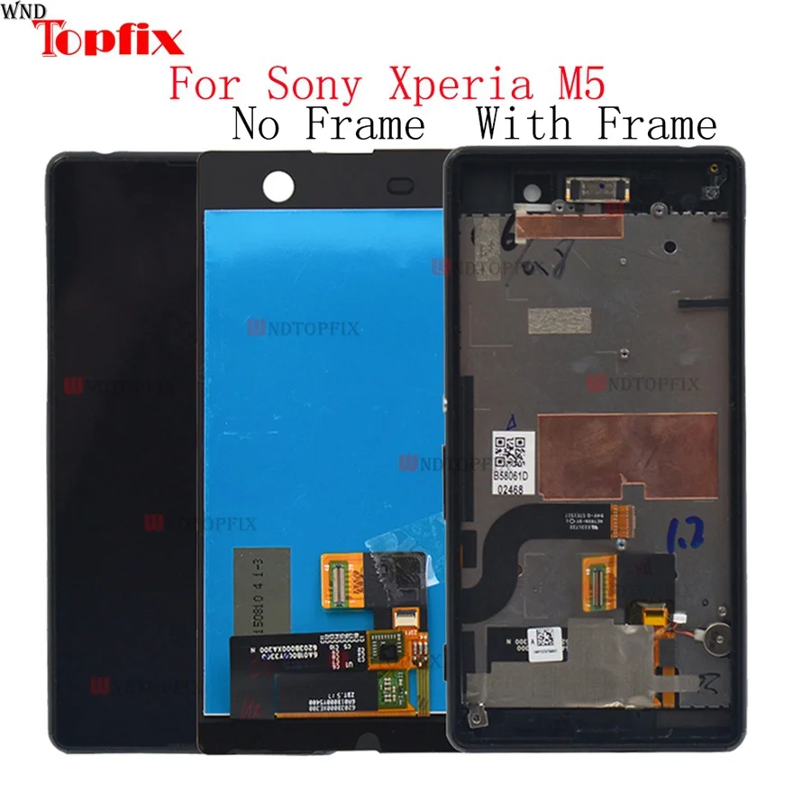 100%Tested For Sony Xperia M5 E5603 E5606 E5653 LCD Display Touch Screen Digitizer With Frame 5.0&quotInch Assembly Replacement | Мобильные
