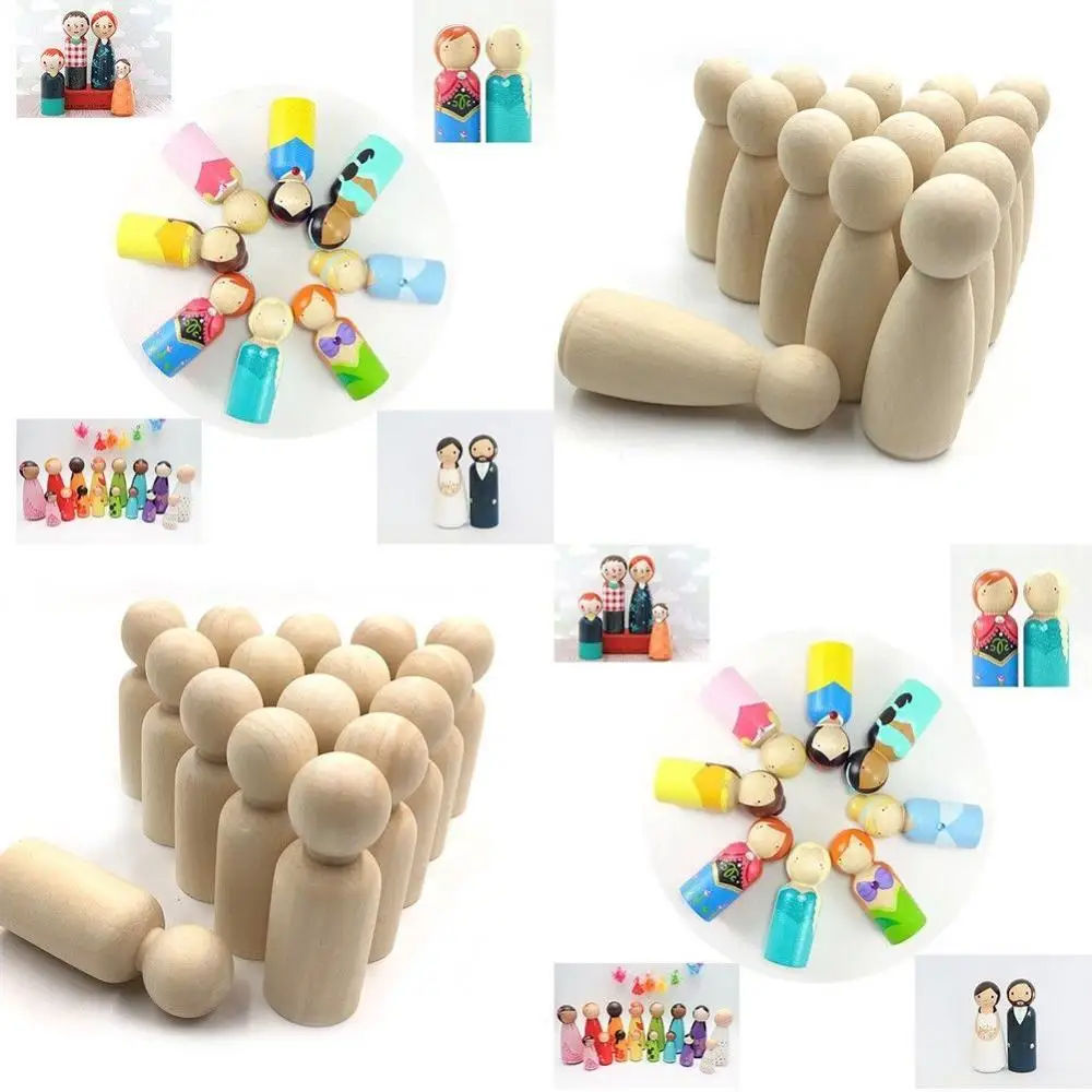 

(20pack) Unfinished Wood Dolls DIY Painted Body Peg Doll, for Kids Art and Creative Wood DIY Crafts