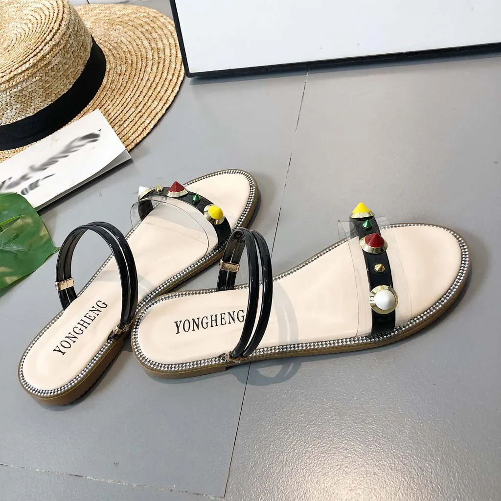 SAGACE женские сандалии на плоской подошве и платформе с заклепками пляжная обувь