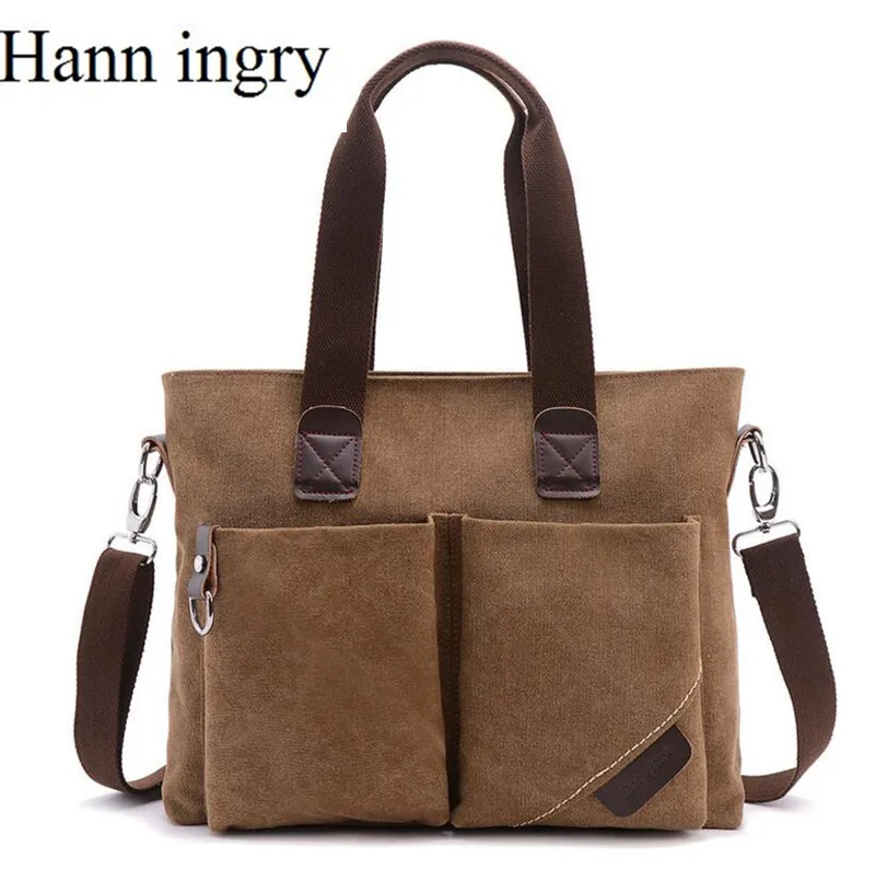 HANN INGRY Мужская холщовая сумка портфель деловая Повседневная на одно плечо