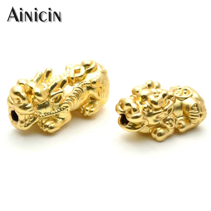 

Chinese mythical creatures Hollow Out Copper Kylin Gold Plating Pixiu Dragon Pendant Fashion Bracelet Making Findings 10pc/lot