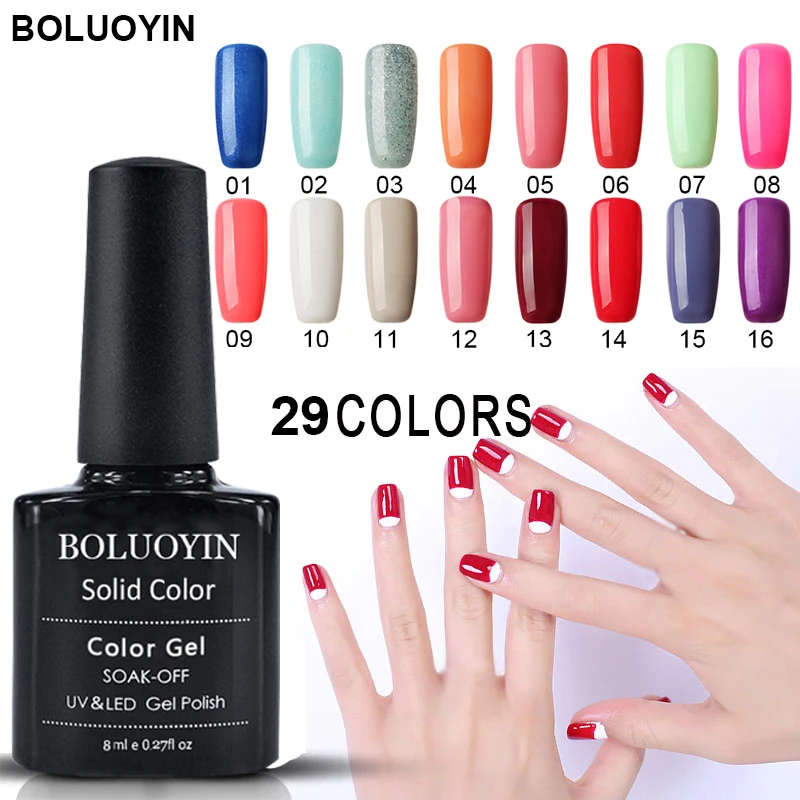 BOLUOYIN Candy Color UV Gel Varnish Semi-permanent Colors Nail Polish Soak-off LED Solid Enamel Permanent | Красота и здоровье