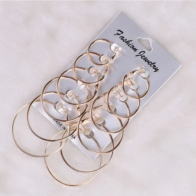Women Earring 3 метра 12 пар серьги обручи большие круглые серьги Модные ювелирные изделия для женщин серьги корейские женские панк ювелирные изделия Хип-хоп девушка - Окраска металла: Women Earring