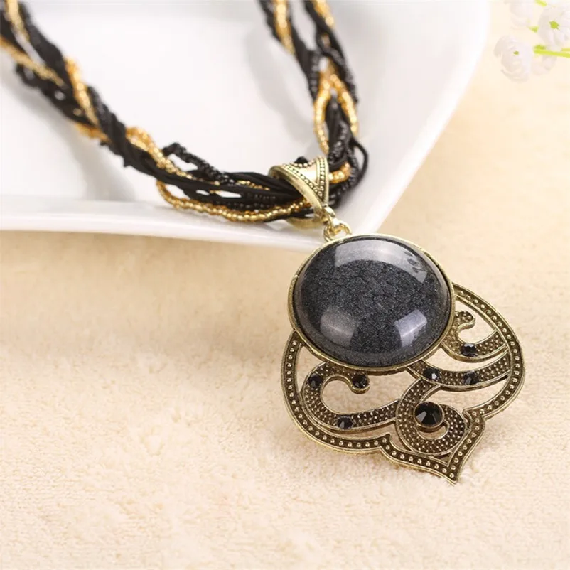 Olaru Vintage Beads Round Flower Pendants Choker Necklace Bohemia Ethnic Female Statement Maxi Necklaces Woman Accessories Hot | Украшения