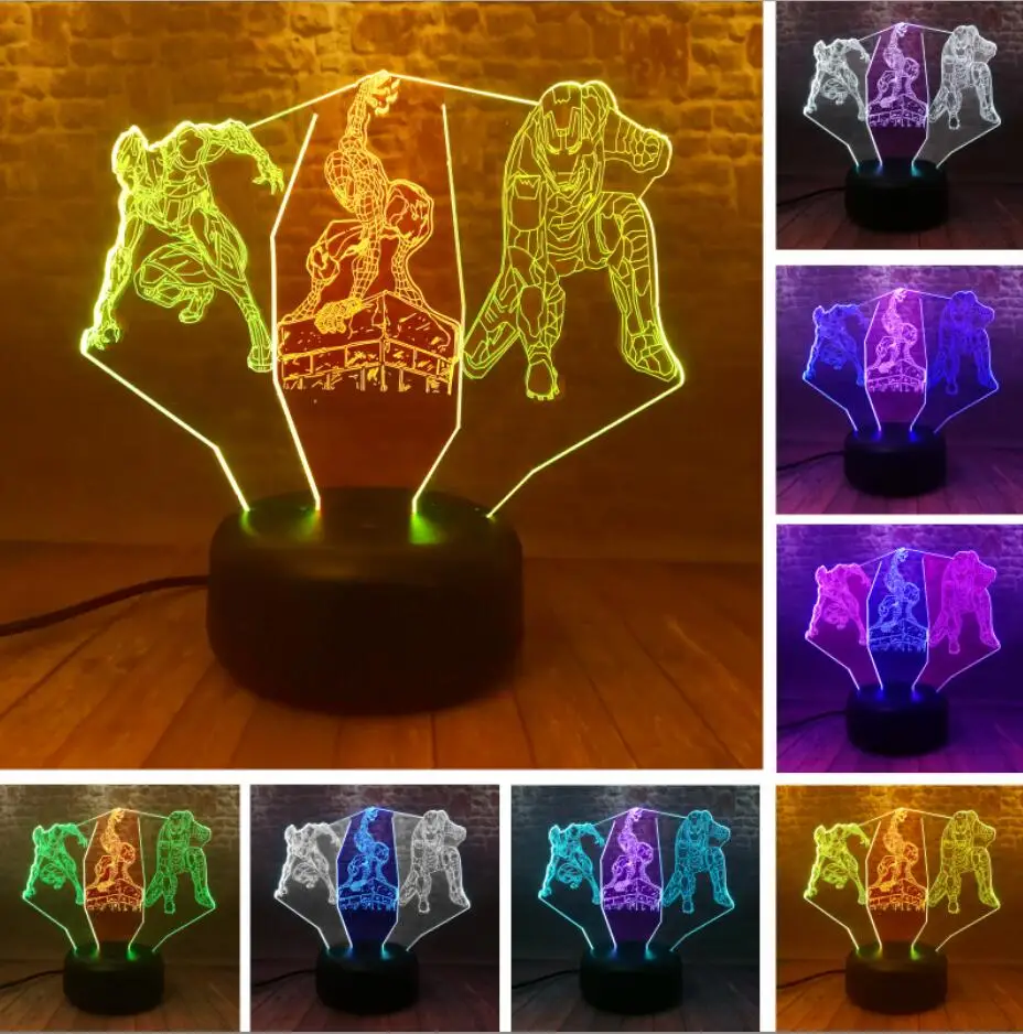 Style 8 Творческий Мстители 4 знак Модель LOGO супер героя Marvel легенды 3D RGB светодиодный ночной Светильник детские игрушки Рождественский подарок стол Украшения в спальню - Испускаемый цвет: Style 8
