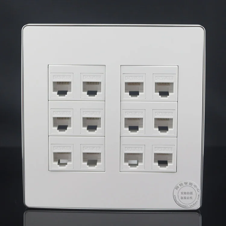 120*120mm 12 Ports Network LAN RJ45 Ports Panel Outlet Home Adapter Faceplate