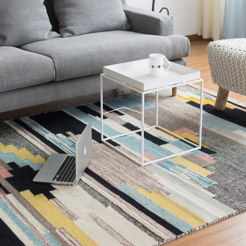 100% шерсть ручной работы ковер для гостиной геометрический индийский синий