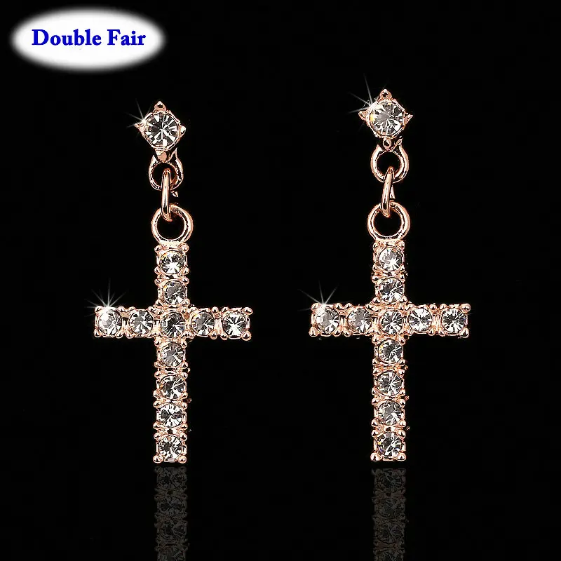 Женские серьги подвески с фианитом розовое золото серебро|dangle drop earings|dangle earringsdrop