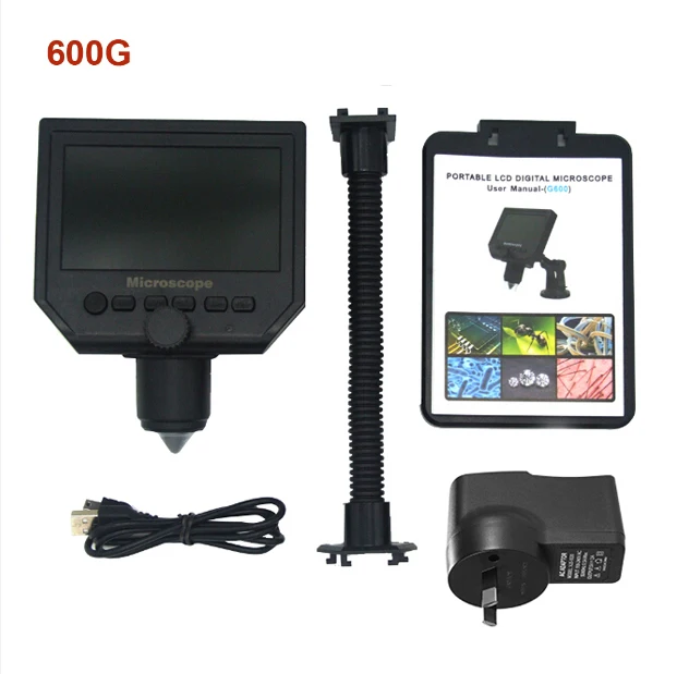 600G 600X3,6 MP, цифровой микроскоп светодиодный Лупа микроскопа для мобильного телефона Микроскоп с Алюминий чехол из металлического сплава со 4,3 дюймов HD O светодиодный - Цвет: 600G