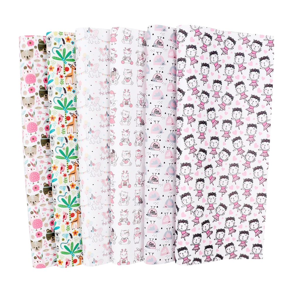 

IBOWS New 22*30cm Cartoon Animal PRINTED Faux Synthetic Leather Patchwork For Hair Bow Bags Phone Cover DIY Projects Materials
