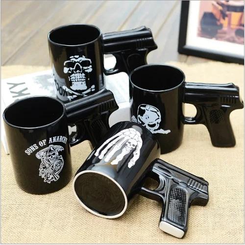 Творческий пистолет Керамика кубок черепа отдельных смешной подарок на день