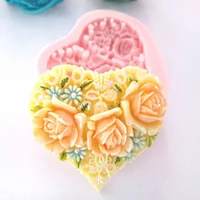 diy valentines day flowers shape silicone mold handmade soap mold silicone chocolate mold for cake decorating tools fm176