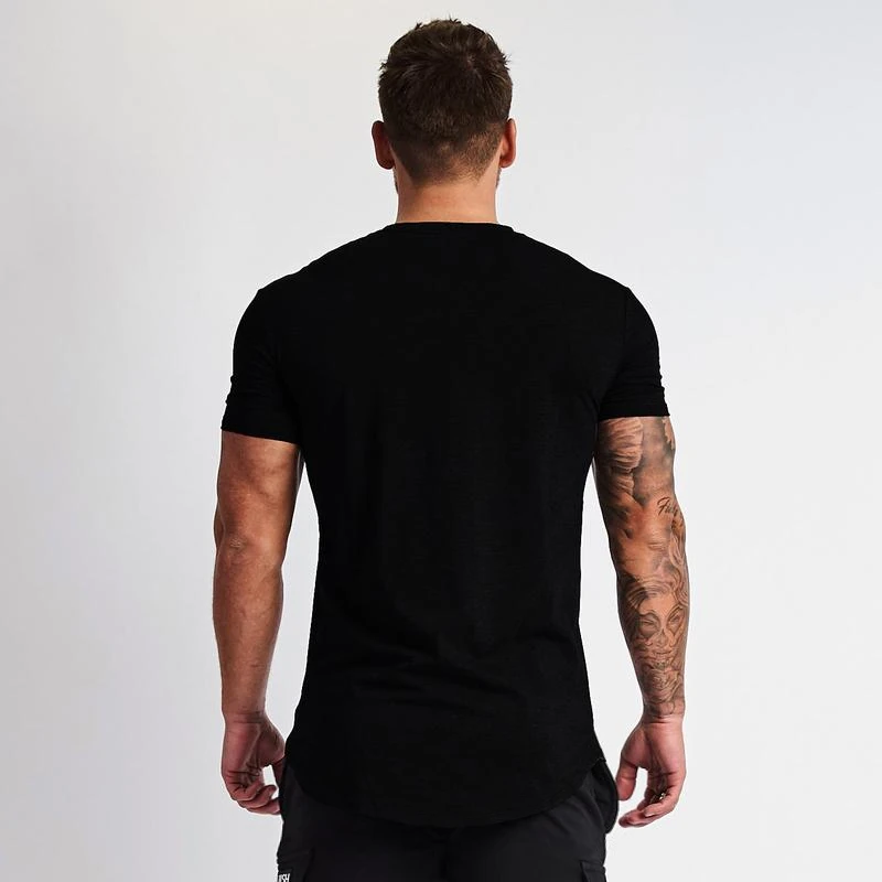 Muscleguys новая простая одежда для фитнеса, Мужская футболка с круглым вырезом, хлопковые футболки для бодибилдинга, облегающие топы для тренажерного зала, футболка Homme