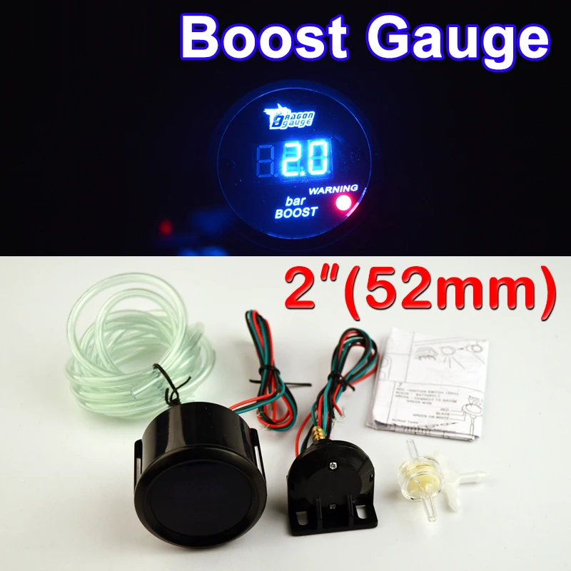 2 &quot52 мм турбонаддув Калибр автомобильный измеритель авто синий светодиодный