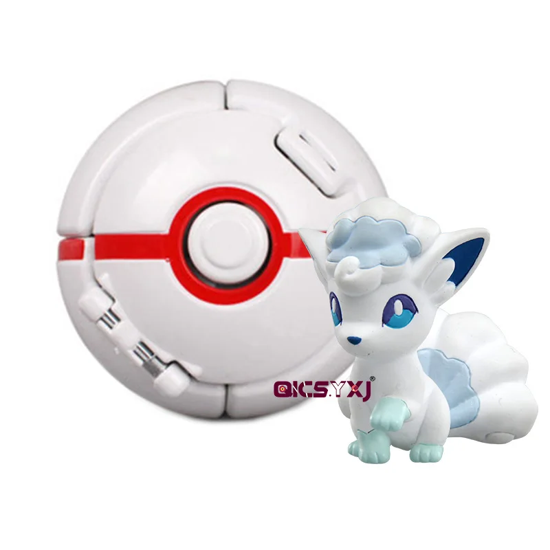 Vulpix white Пикачу покеболл+ 1 шт бесплатно крошечные случайные фигурки внутри фигурки игрушки мяч - Цвет: Vulpix white