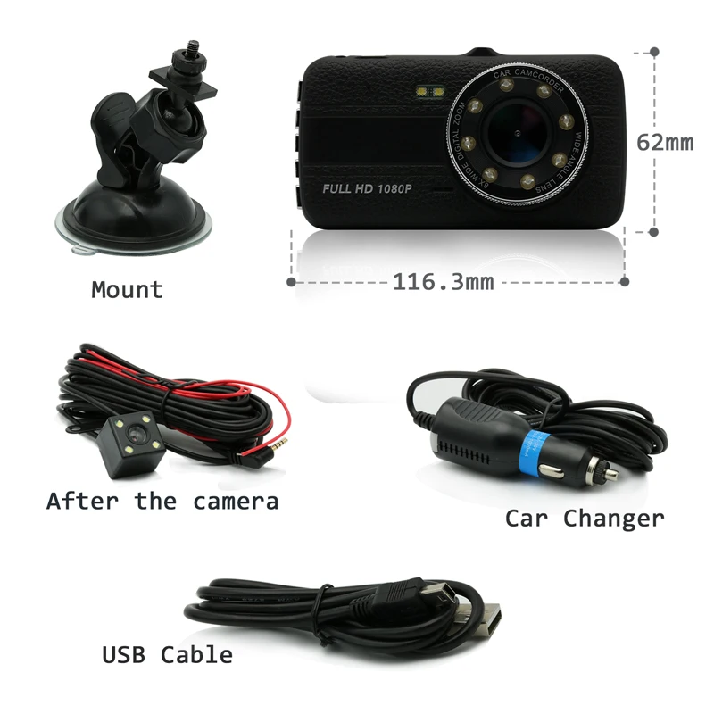 DVR Камера 1080 P Full HD 170 градусов новый 4 &quotАвтомобильный видеорегистратор h82-4