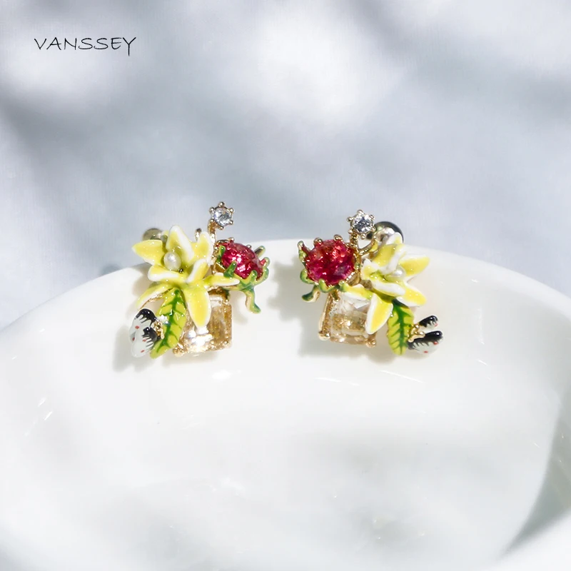 Женские серьги гвоздики с эмалью vansley эпоксидной смолой ювелирное украшение в