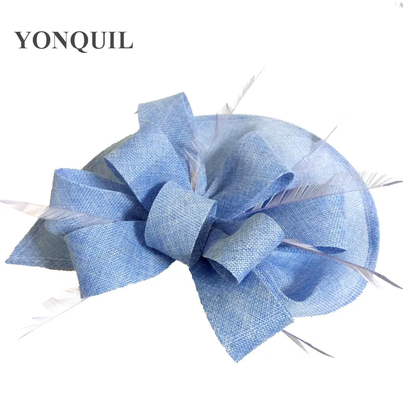 

Feather Fascinators race Hats For Women Elegant light blue imitation fascinator Hat Girls Ladies Formal Wedding Dress Hats SYF66