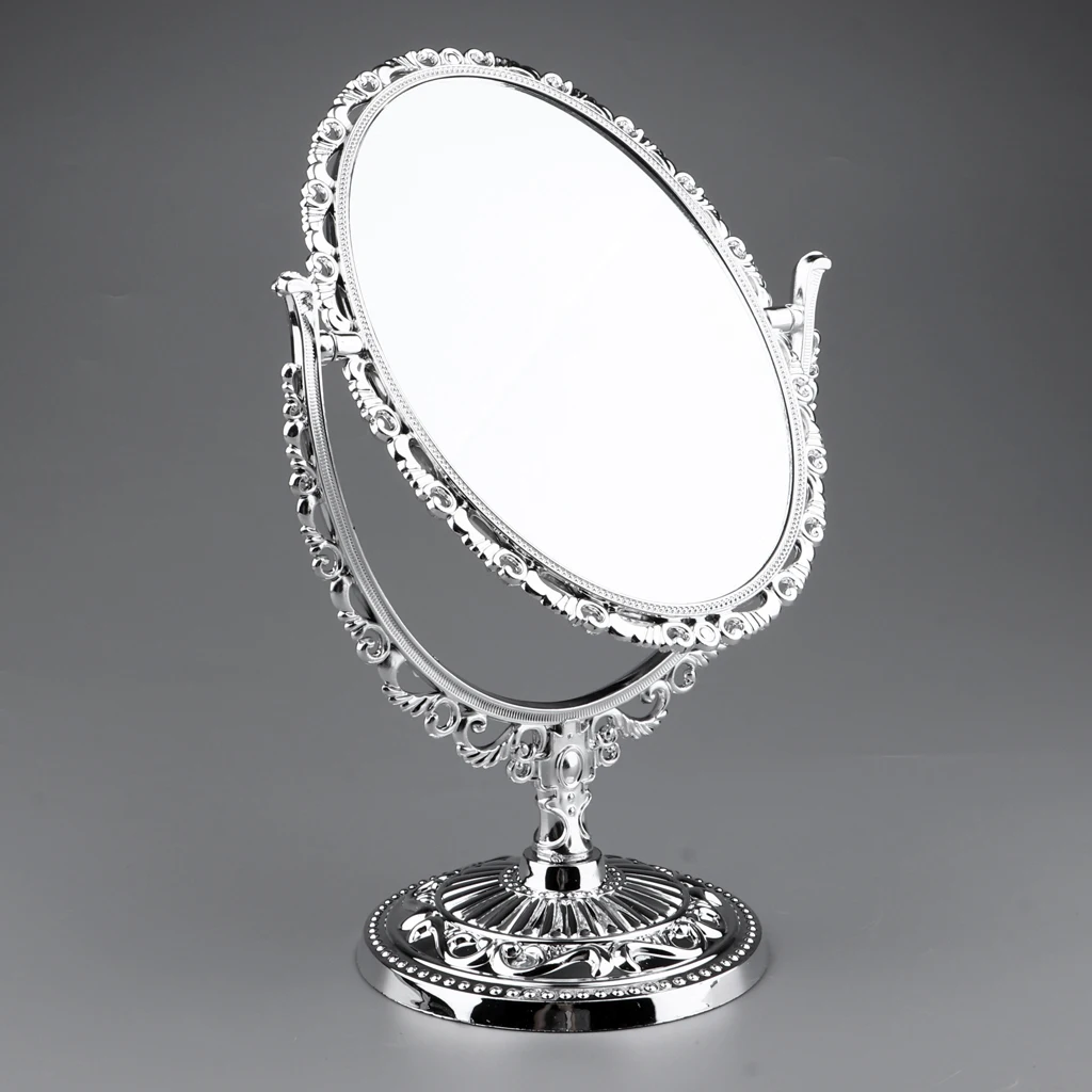 Perfeclan Retro Makeup Standing Mirror Travel Cosmetic Mirror Table Double-Sided Mirror