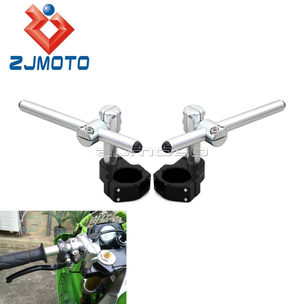 

CNC Aluminum Motorcycle Handlebar Adjustable Tube Clip On 22mm & 7/8 inch Handle Bar Riser Universal For 50mm Fork Motocycle