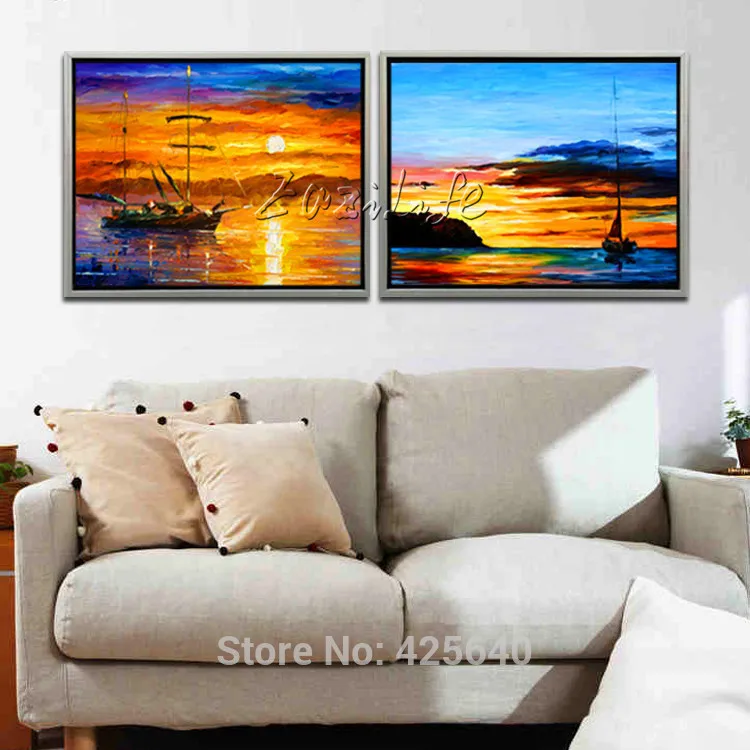 

Sailling in the Seaside with sea mew Seascape Oil painting on canvas hight Quality Hand-painted Painting for living room wall