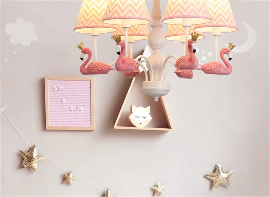 Baby pink дома деко Фламинго большой люстры для гостиной детские дети висячие светильники детская спальня лампа